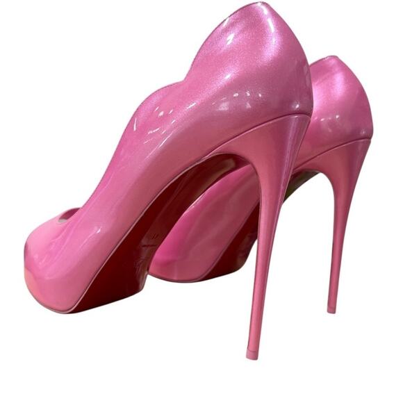 Christian Louboutin Hot Chick Alta 120 Patent Perle Pink 41 Open Toe Pump - Picture 3 of 11